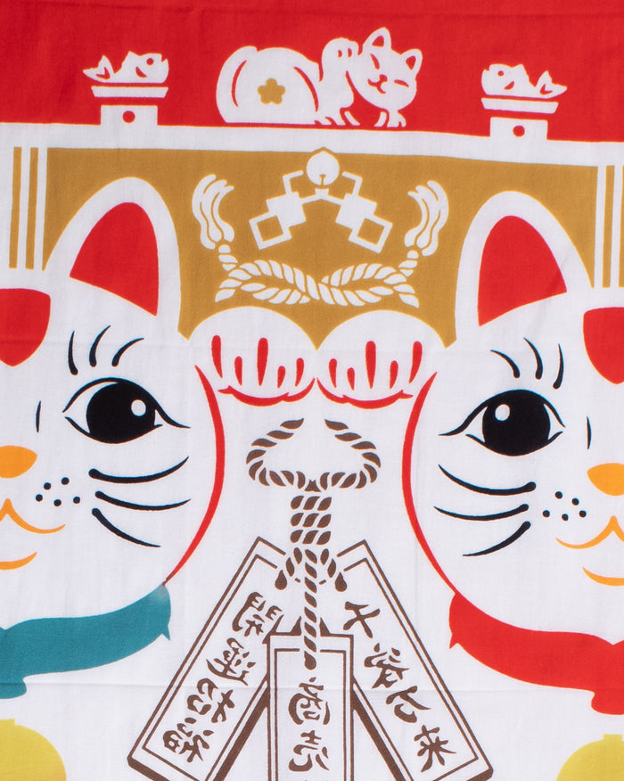 Tenugui, Chusen-Zome, Two Maneki Neko