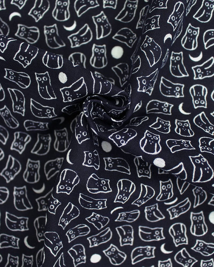 Tenugui, Classic, Komon, Dark Navy Owl