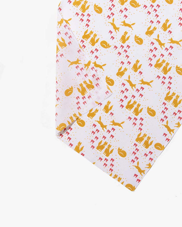 Tenugui, Classic, Komon, Gold Kitsune & Red Torii