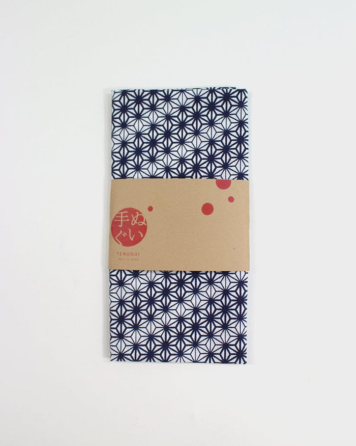 Tenugui, Classic, Komon, Navy Asanoha with Variated Lines