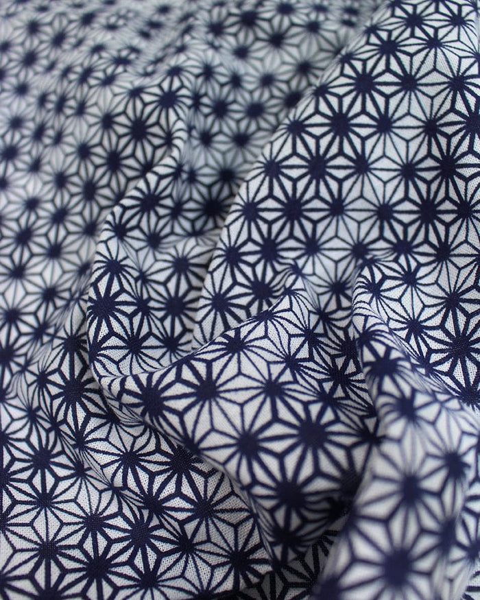 Tenugui, Classic, Komon, Navy Asanoha with Variated Lines