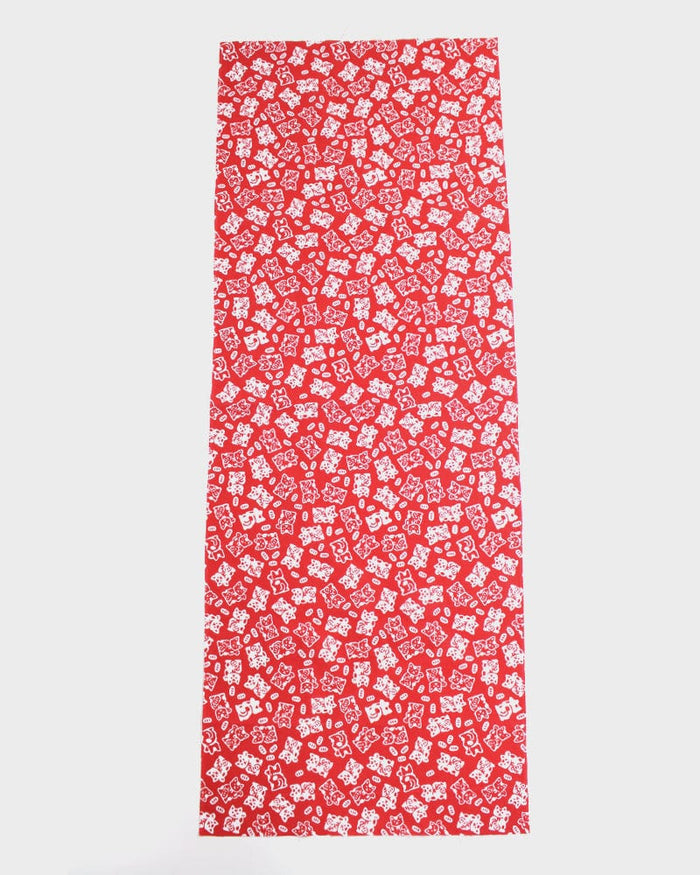 Tenugui, Classic, Komon, Red Maneki-Neko