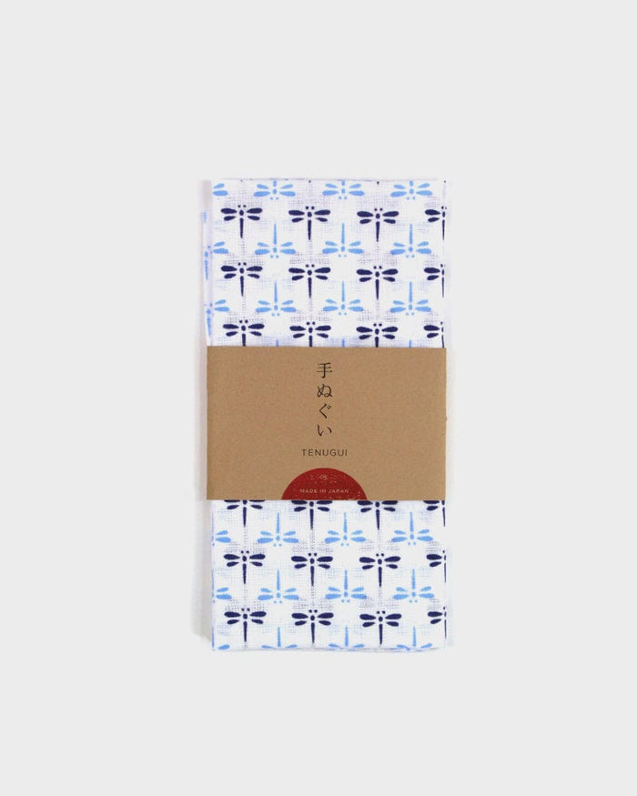 Tenugui, Classic, Komon, White with Blue Tonbo