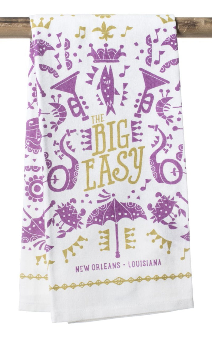 The Big Easy Kitchen Towel, Purple and Green