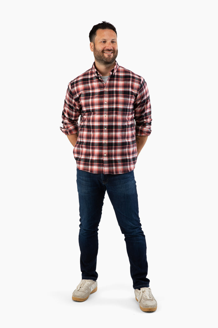 The Saint James Flannel Shirt - Crimson Plaid