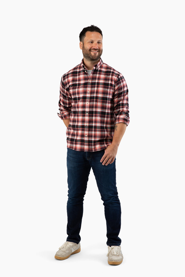 The Saint James Flannel Shirt - Crimson Plaid