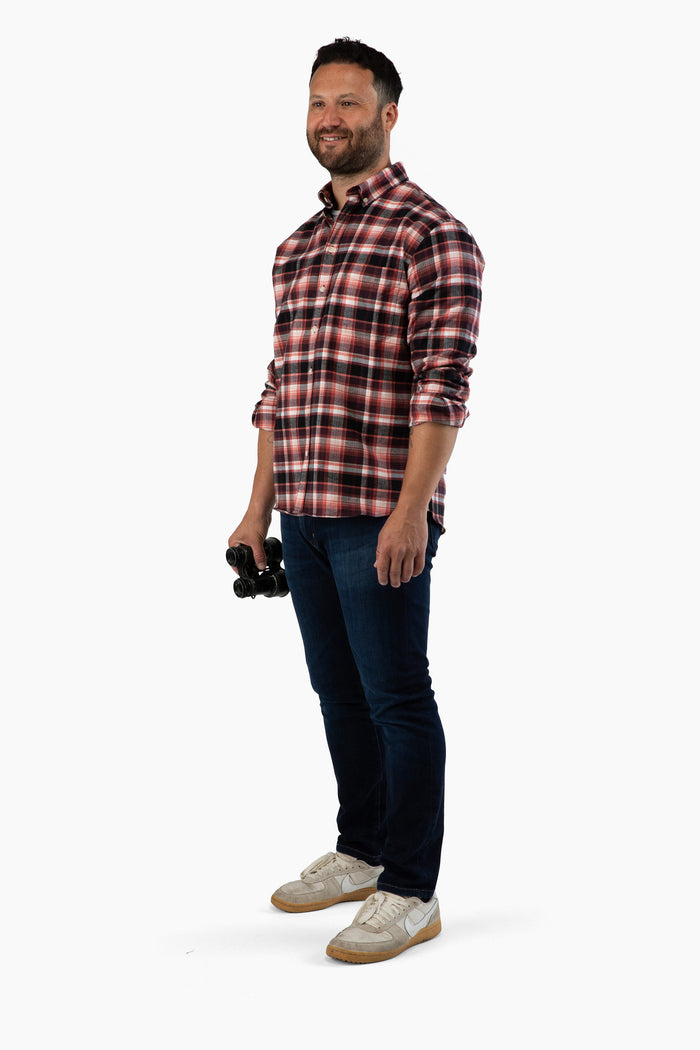 The Saint James Flannel Shirt - Crimson Plaid