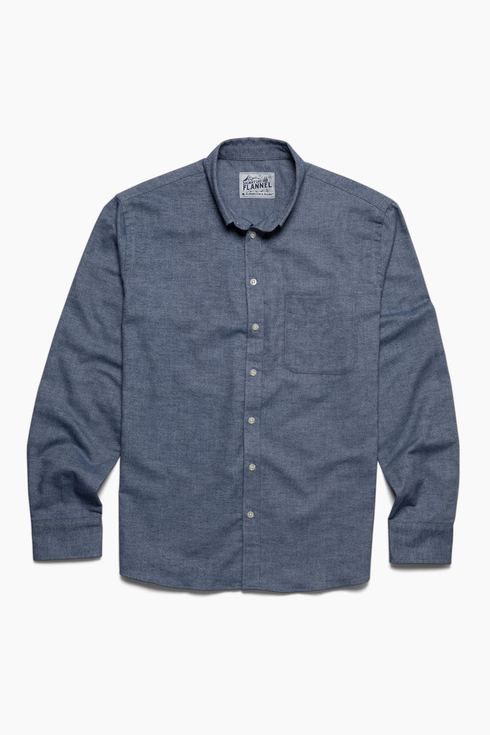 The Saint James Flannel Shirt - Navy Herringbone