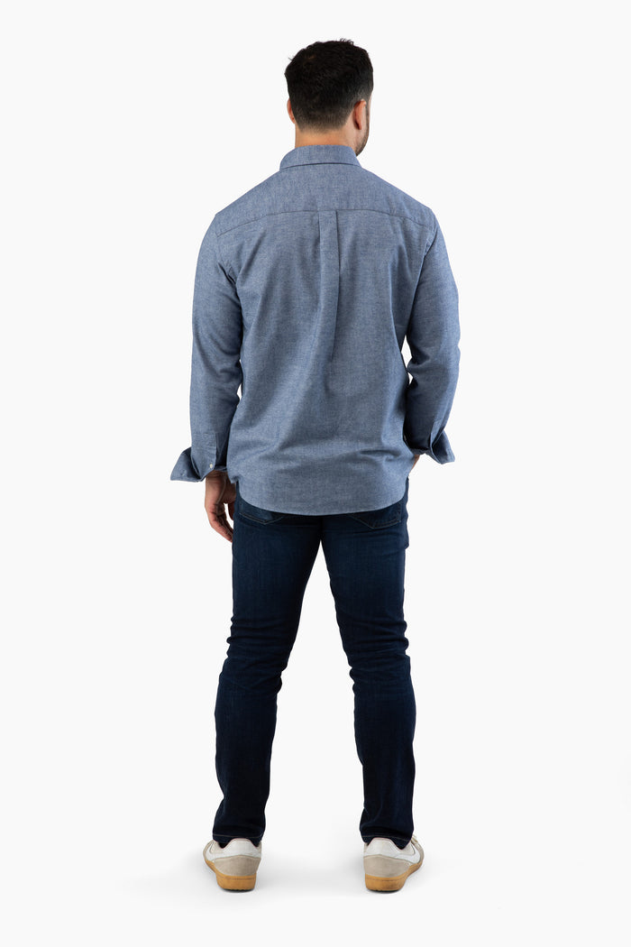 The Saint James Flannel Shirt - Navy Herringbone