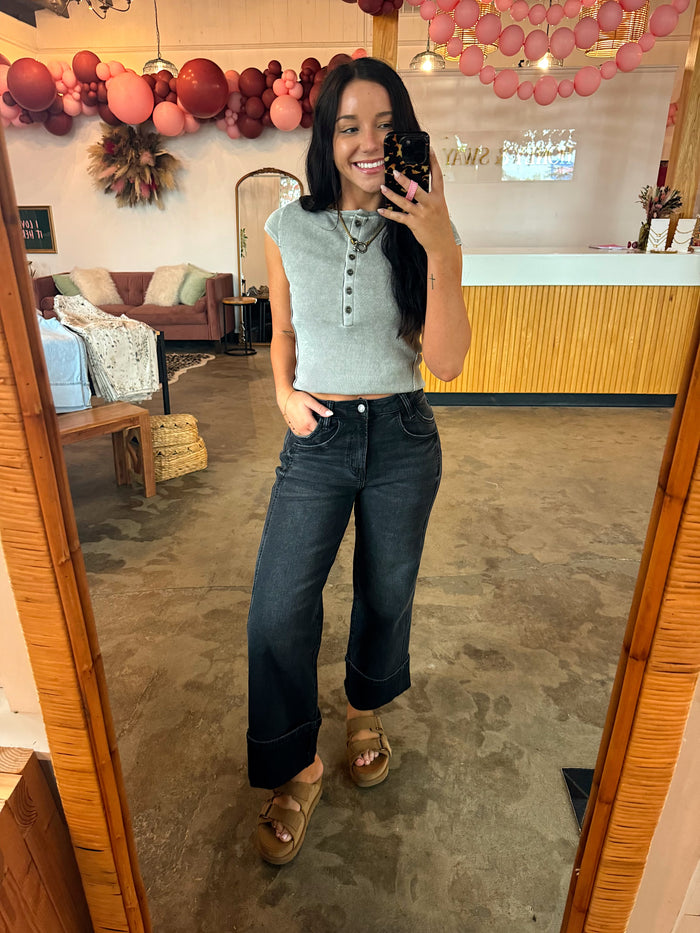 The Signature Wide Leg Denim - Black