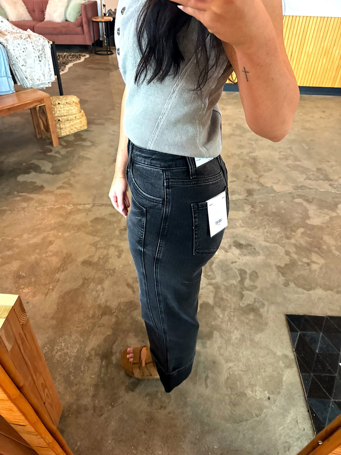 The Signature Wide Leg Denim - Black