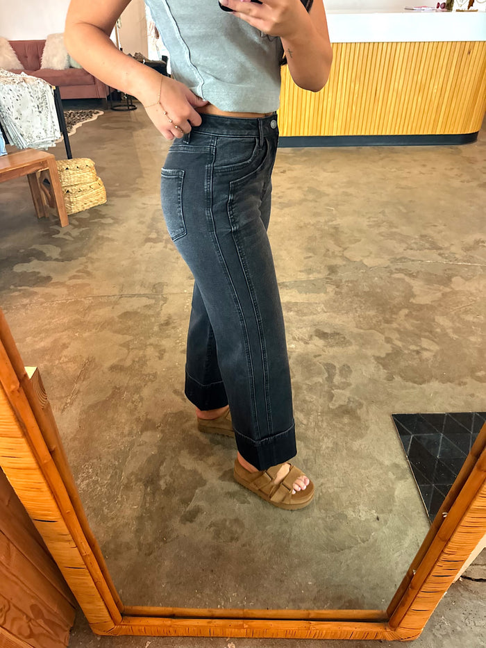 The Signature Wide Leg Denim - Black