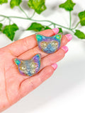 Titanium Rainbow Aura Bismuth Cat Head