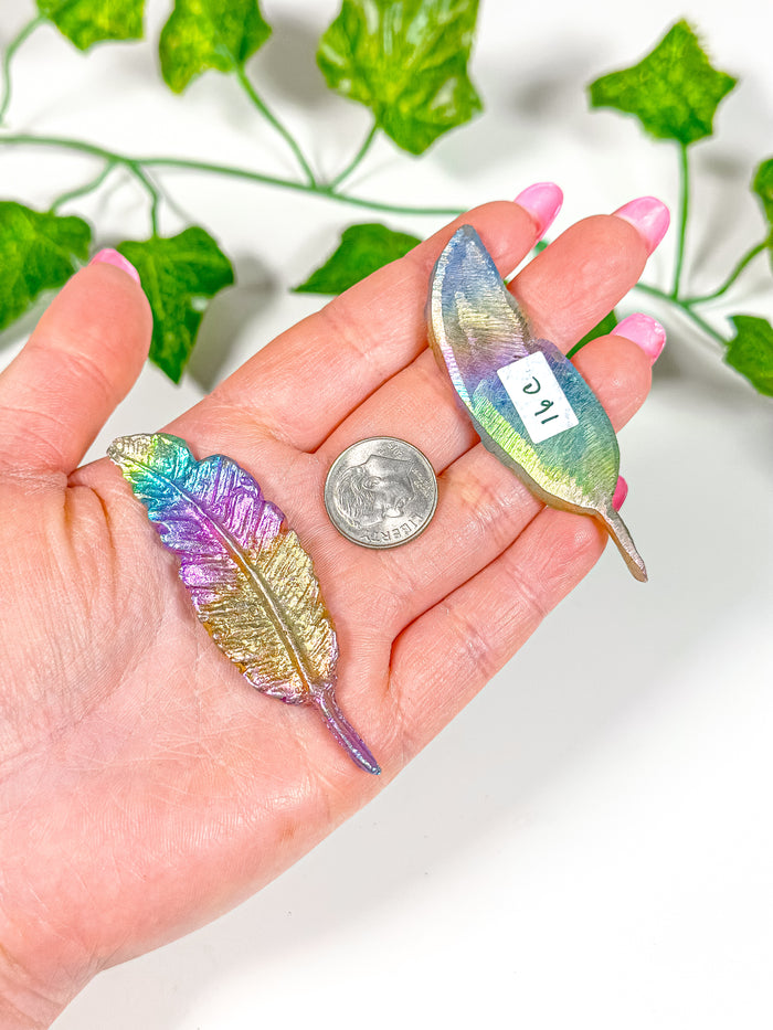 Titanium Rainbow Aura Bismuth Feather
