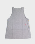 ToK Japanese Apron, Button Up Side, Grey and White Shima