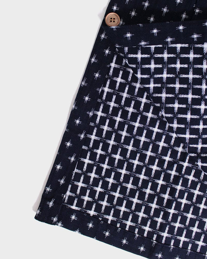 ToK Japanese Apron, Button Up Side, Indigo with White Jyuji