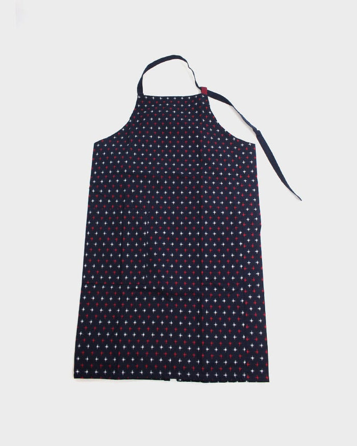 ToK Japanese Apron, Cafe Style, Indigo with Red and White Jyuji