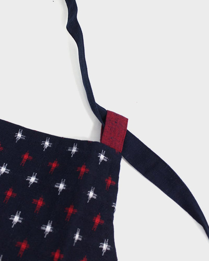 ToK Japanese Apron, Cafe Style, Indigo with Red and White Jyuji