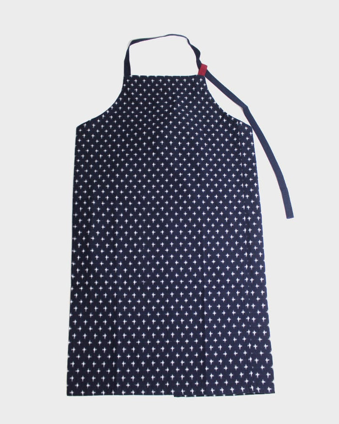 ToK Japanese Apron, Cafe Style, Indigo with White Jyuji