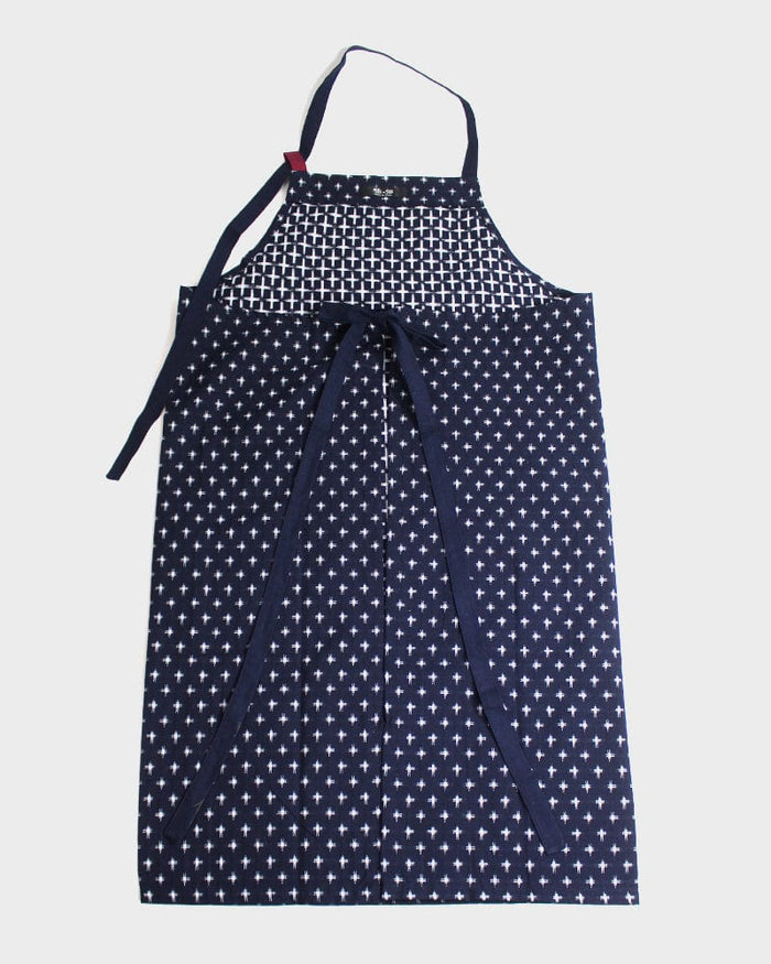 ToK Japanese Apron, Cafe Style, Indigo with White Jyuji