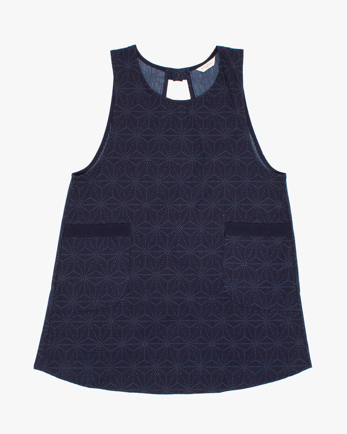 ToK Japanese Apron, Indigo Pockets, Indigo with Asanoha