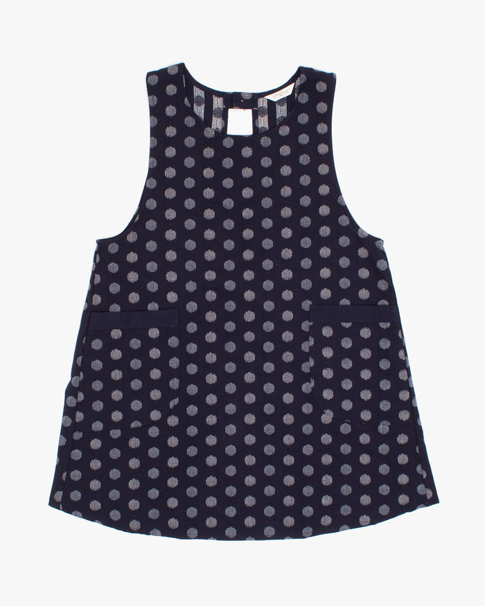 ToK Japanese Apron, Indigo Pockets, Indigo with Large White Dots