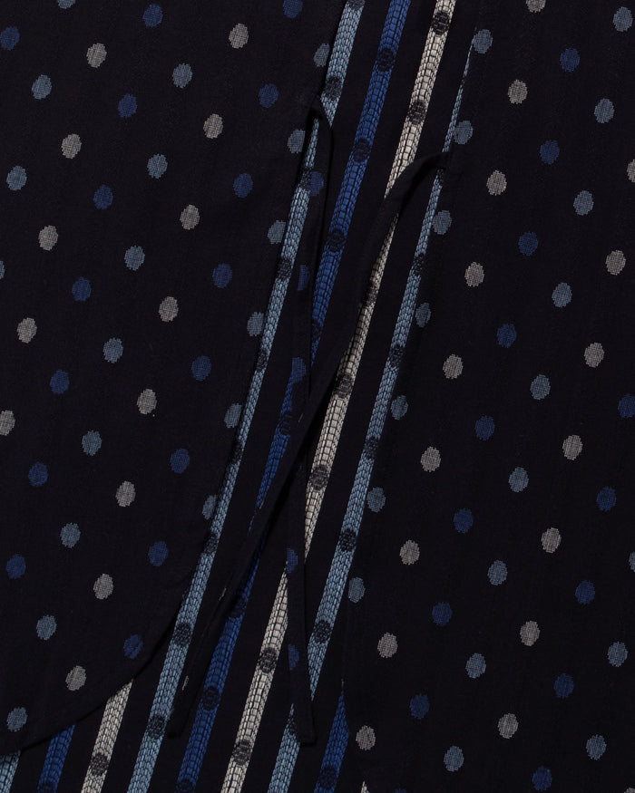 ToK Japanese Apron, Pocket, Indigo with Multi-Blue Polka Dots