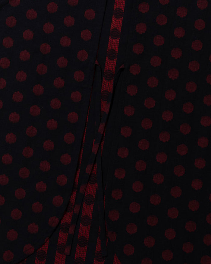 ToK Japanese Apron, Pockets, Dark Indigo with Large Red Polka Dots