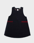 ToK Japanese Apron, Red Pockets, Indigo with Red and White Dash