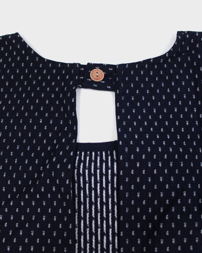 ToK Japanese Apron, Red Pockets, Indigo with White Dash