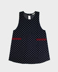 ToK Japanese Apron, Red Pockets, Indigo with White Igeta