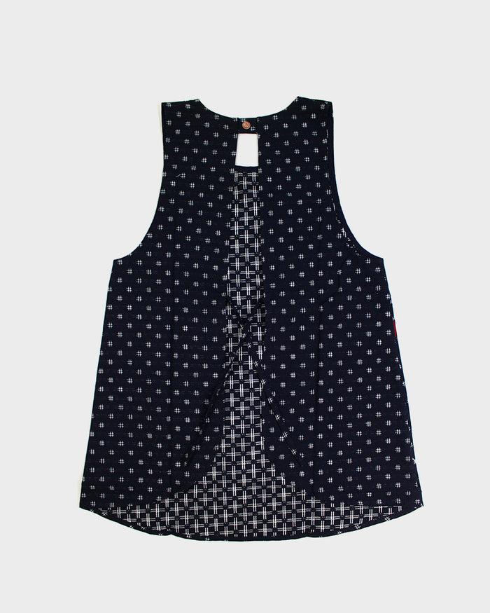 ToK Japanese Apron, Red Pockets, Indigo with White Igeta
