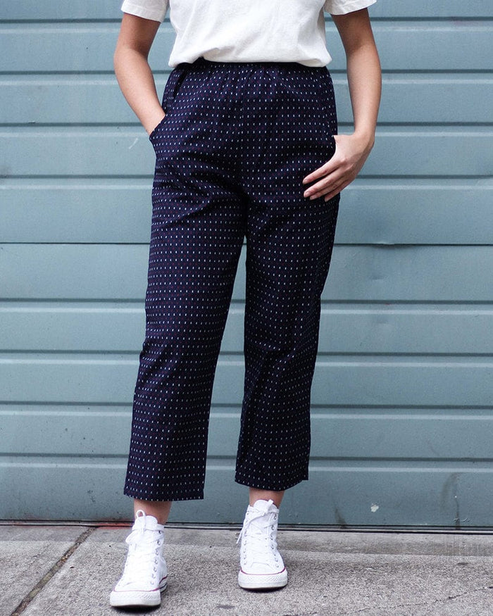 ToK Pants, Kasuri Indigo with Red and White Dash