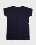 ToK Pocket Dress, Oversized, Indigo with Blue, Red, and White Dashes
