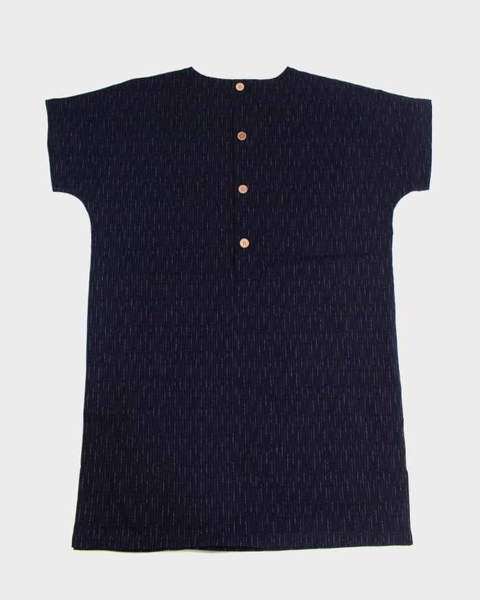 ToK Pocket Dress, Oversized, Indigo with Faded Shima