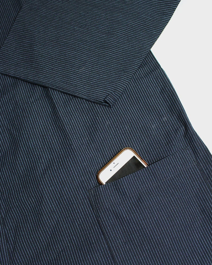 ToK Samue Set, Men's, Indigo with Thin Tsumugi Shima
