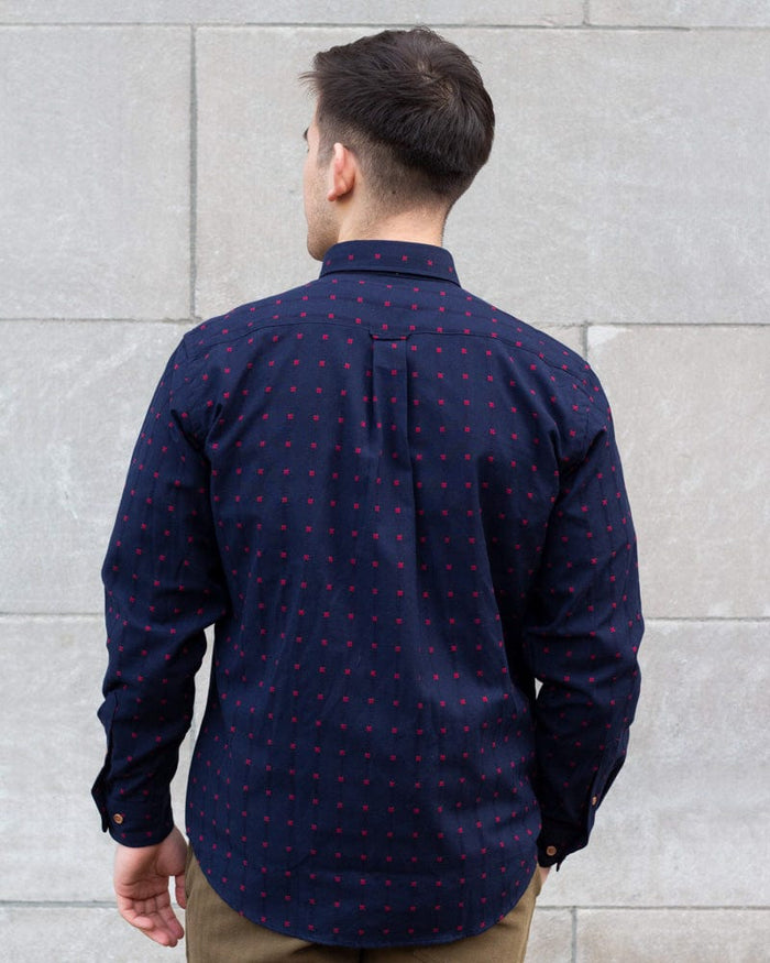ToK Shirt, Long Sleeve Button-Up, Indigo with Red 'X' Stitching