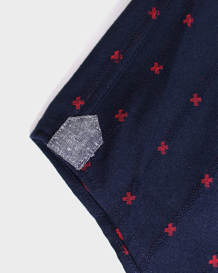 ToK Shirt, Long Sleeve Button-Up, Indigo with Red 'X' Stitching