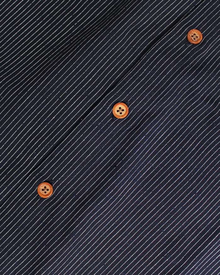 ToK Shirt, Long Sleeve Button-Up, Indigo with Thin White Shima