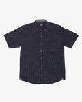 ToK Shirt, Short Sleeve Button-Up, Chijimi, Indigo Grid