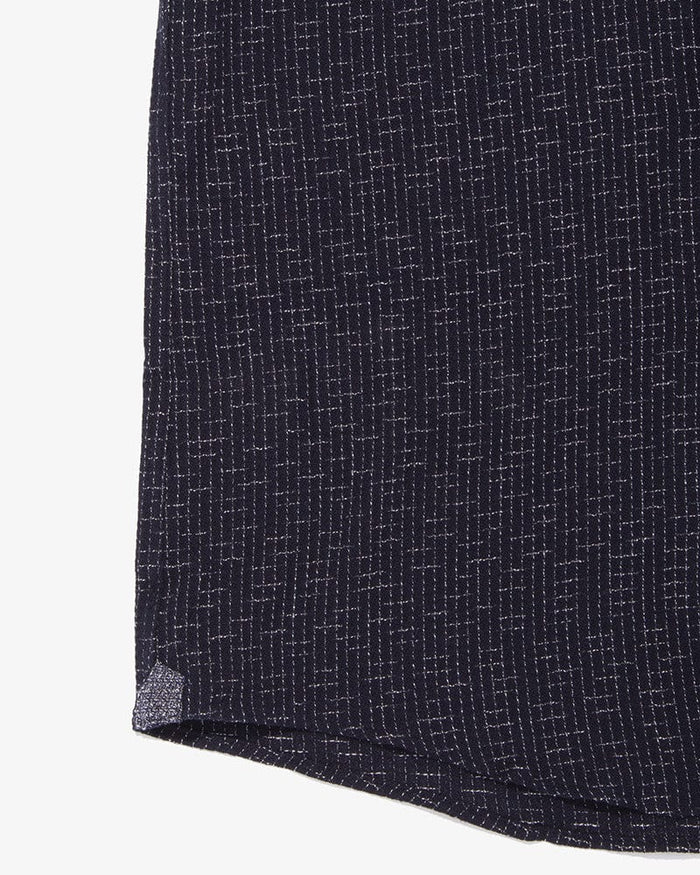 ToK Shirt, Short Sleeve Button-Up, Chijimi, Indigo Grid