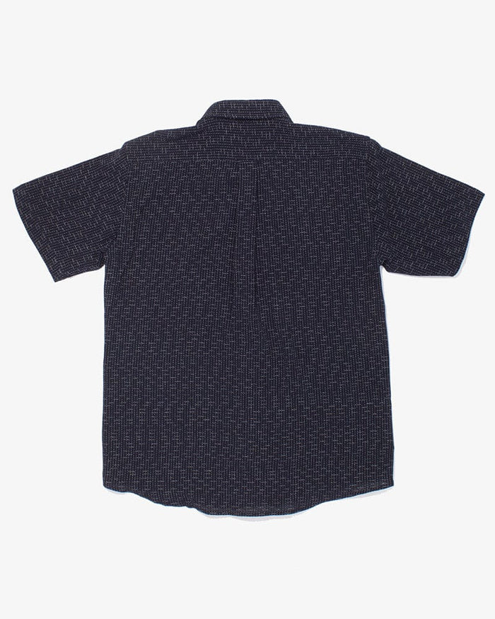 ToK Shirt, Short Sleeve Button-Up, Chijimi, Indigo Grid