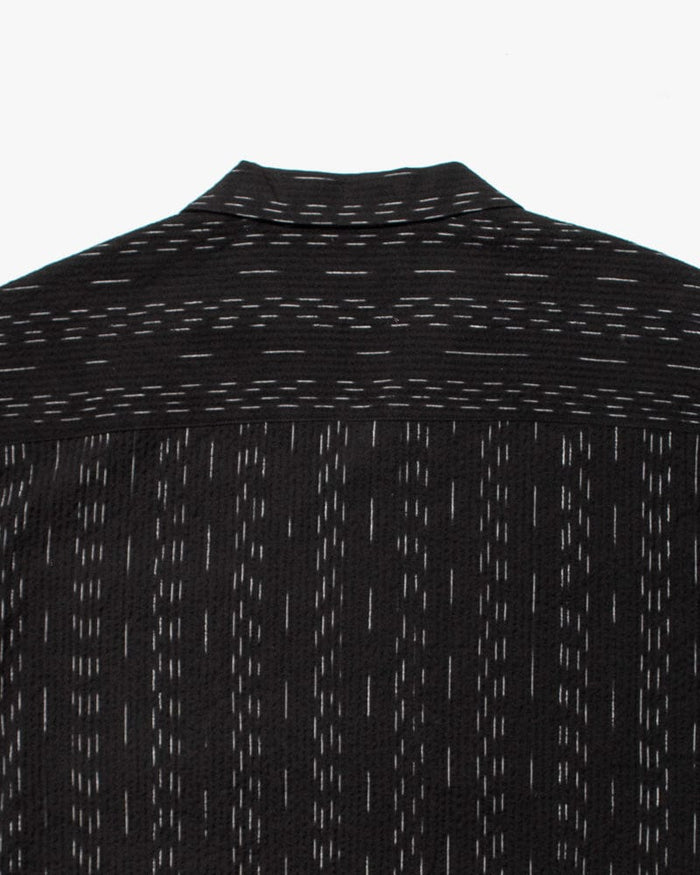 ToK Shirt, Short Sleeve Button-Up, Open Collar, Black Faded Shima