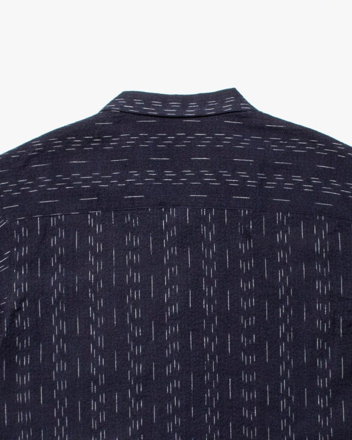 ToK Shirt, Short Sleeve Button-Up, Open Collar, Indigo Faded Shima