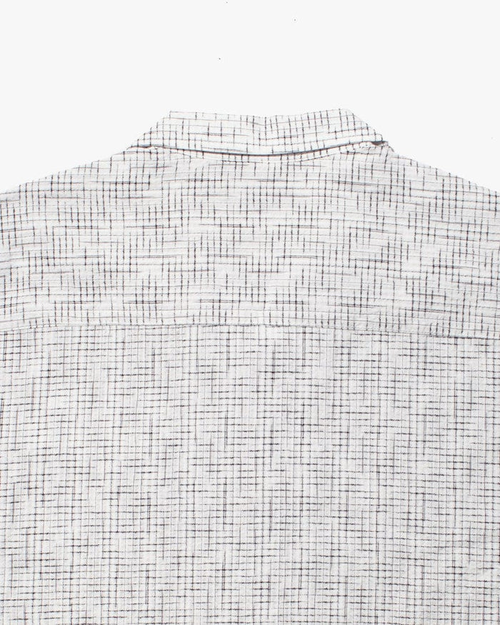 ToK Shirt, Short Sleeve Button-Up, Open Collar, White Grid