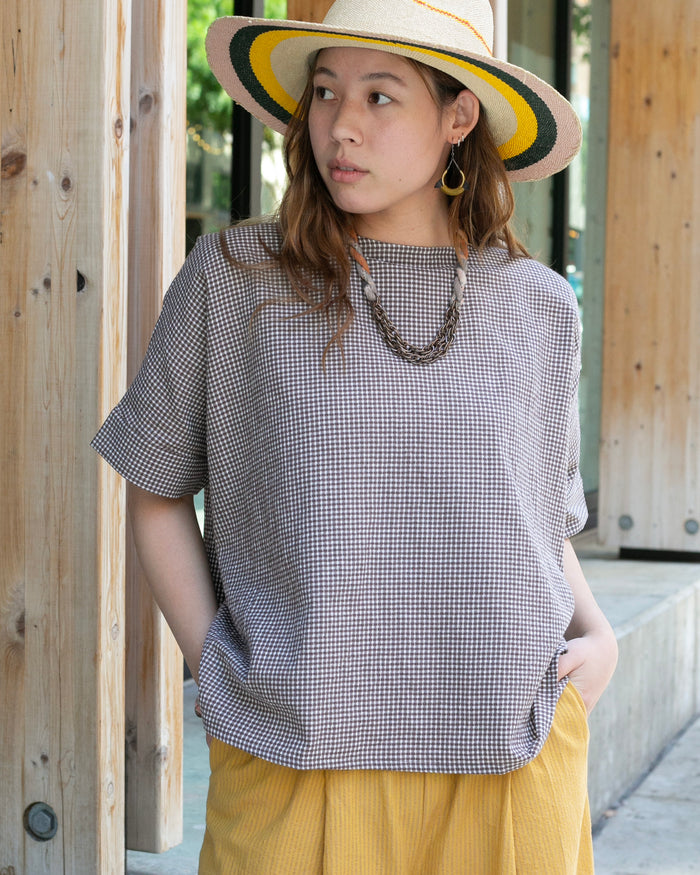 ToK Tunic, Oversized, Brown Gingham