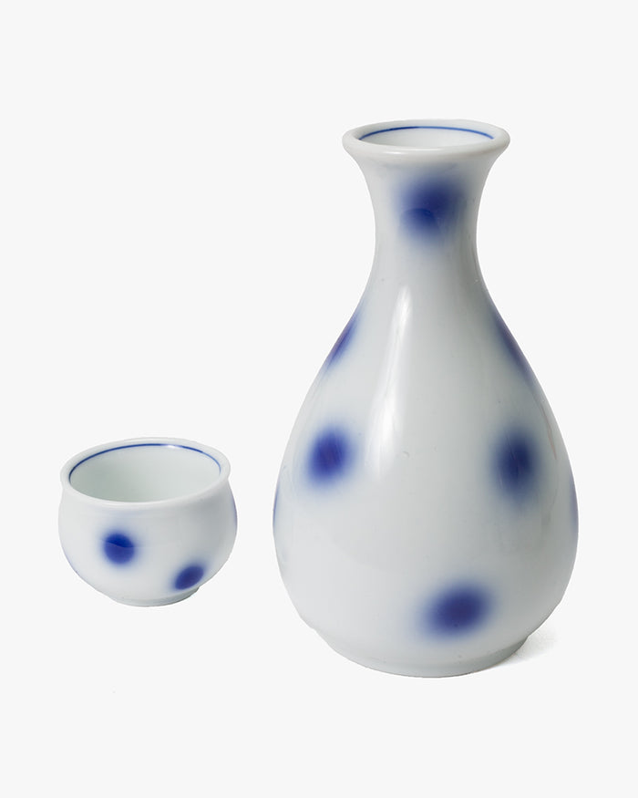 Tokkuri, Ichiyama, White with Blue Dots