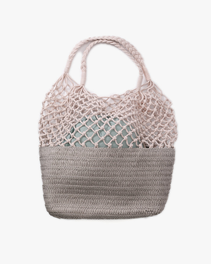Trellis Tote Bag, Bisque, Gray