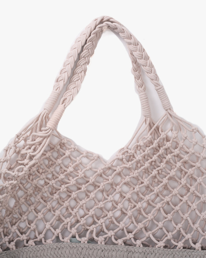 Trellis Tote Bag, Bisque, Gray