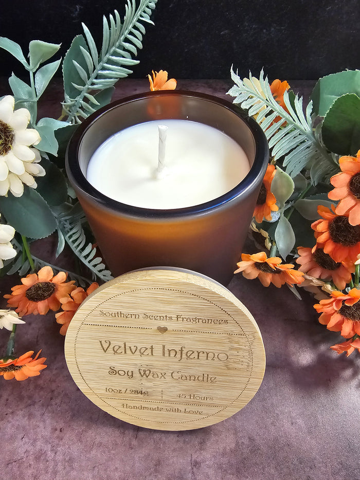 Velvet Inferno - Soy Wax Candle - Hand Poured - 10oz